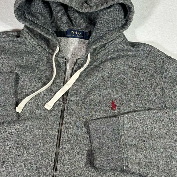 RALPH LAUREN Gray Heather Full Zip Hoodie Size XL EUC - Picture 1 of 9